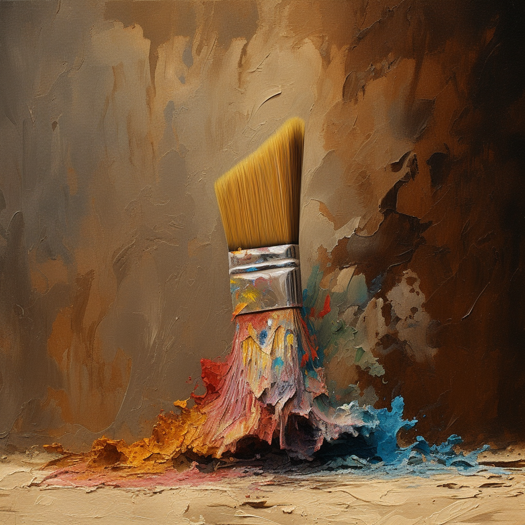broken, colorful paintbrush