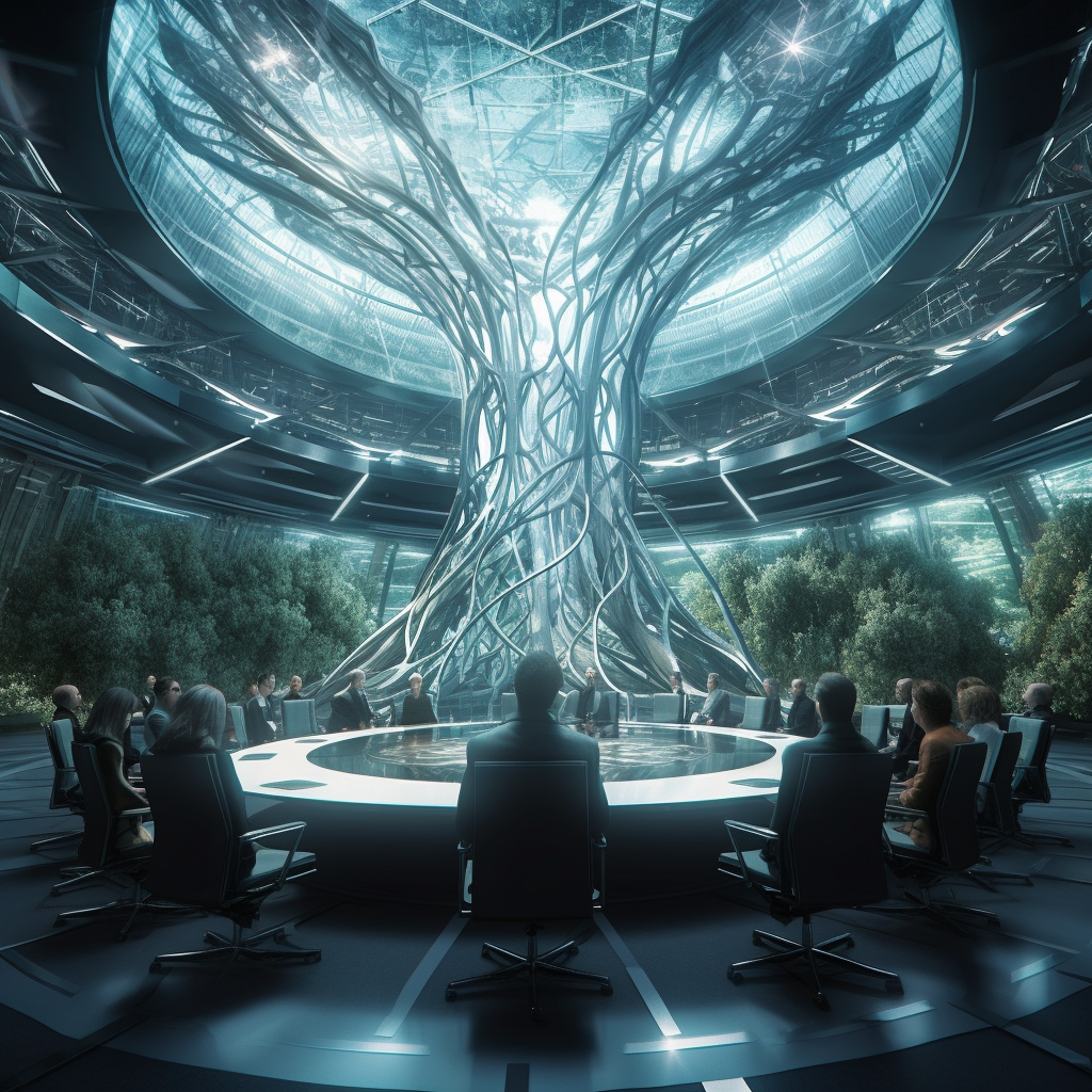 Cyber-crystalline hybrid structure conference room