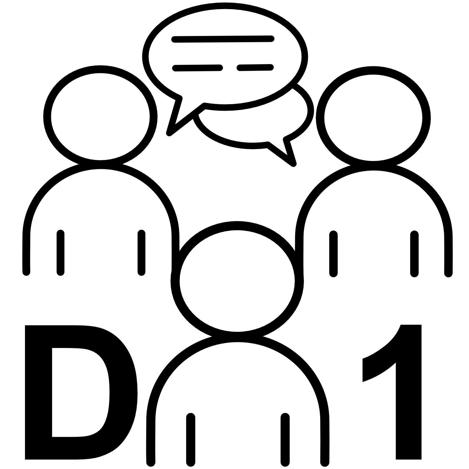 Symbol for the Debriefing Group 1. A Group of people talking.